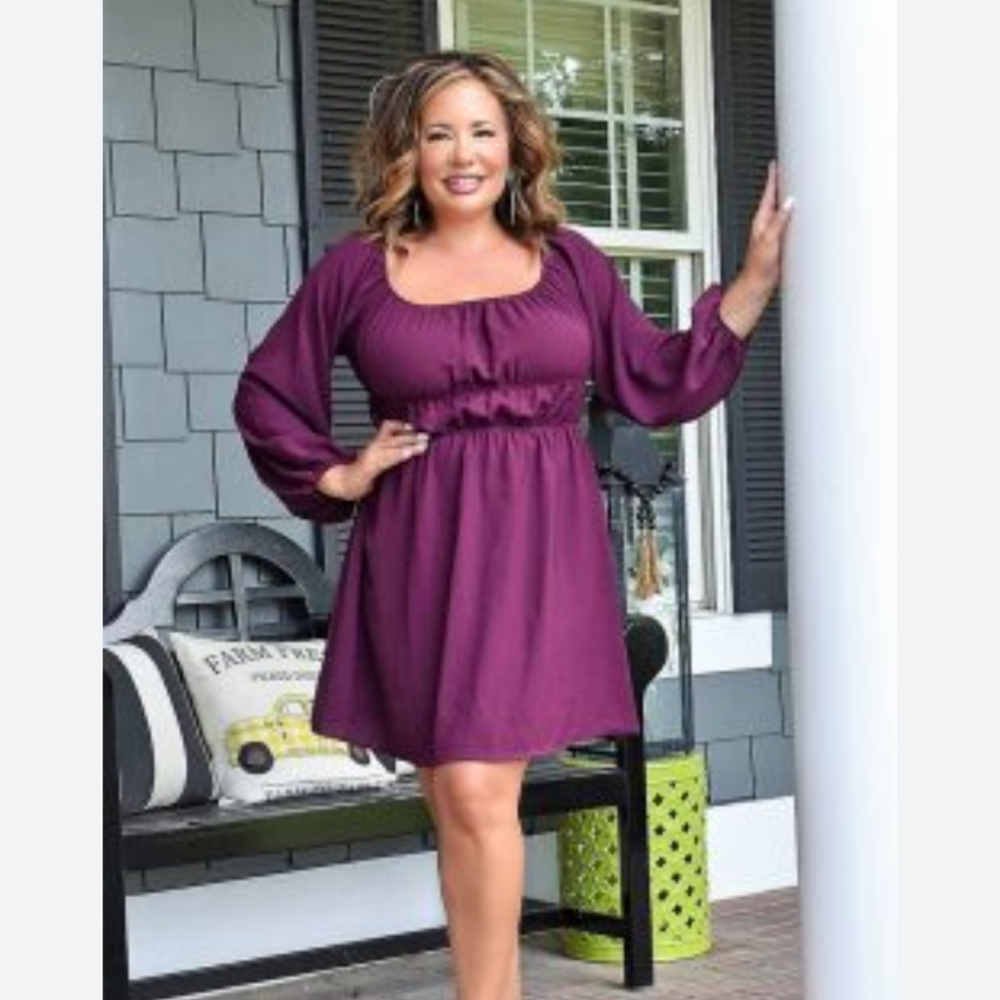 Perfectly Priscilla women's dress 14/16 Plum colored
